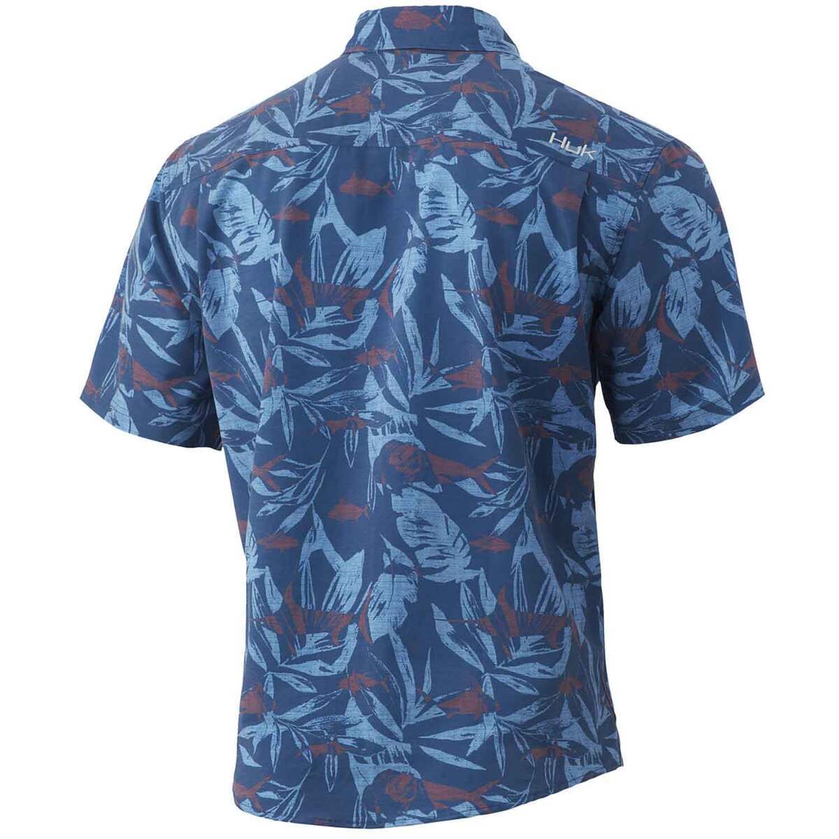 Huk Men's Kona Ocean Palm Short Sleeve Fishing Shirt - Titanium Blue - M - Titanium Blue M Huk Men's Kona Ocean Palm Short Sleeve Fishing Shirt - Titanium Blue - M - Titanium Blue M