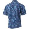 Huk Men's Kona Ocean Palm Short Sleeve Fishing Shirt - Titanium Blue - M - Titanium Blue M