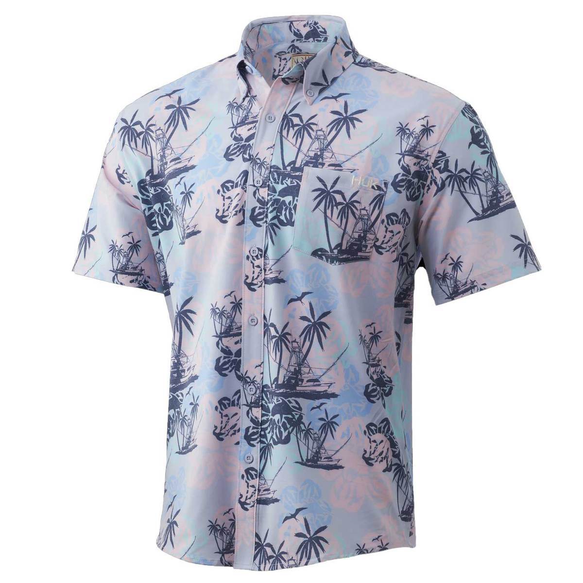 Huk Men's Kona Paradise Pass Short Sleeve Shirt - Lavender Blue - XXL ...