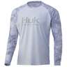 Huk Men's Mossy Oak Fracture Double Header Long Sleeve Fishing Shirt - White - XL - White XL