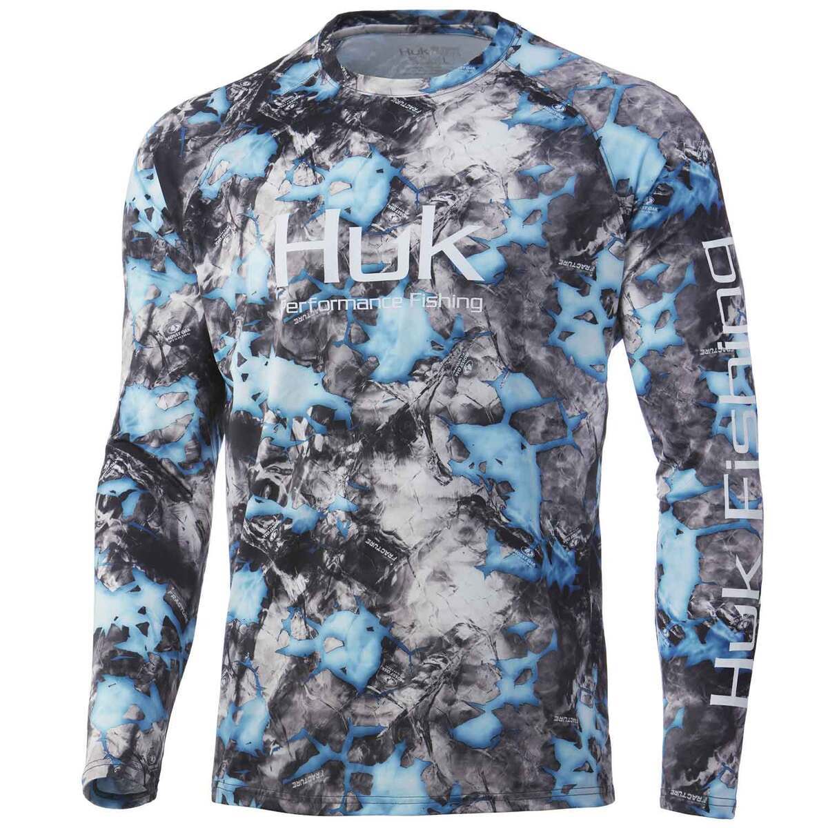 Huk Men's Mossy Oak Fracture Vented Long Sleeve Fishing Shirt Huk Men's Mossy Oak Fracture Vented Long Sleeve Fishing Shirt