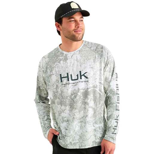 Huk Men’s Mossy Oak Pursuit Performance Long Sleeve Fishing Shirt – Seagrass L