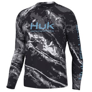 Huk Men's Mossy Oak Pursuit Performance Long Sleeve Fishing Shirt - Stormwater Midnight - L