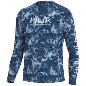 Huk Men's Pursuit Crew Fin Flats Long Sleeve Fishing Shirt