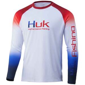 Huk Men's Pursuit Flare Fade Long Sleeve Shirt - Americana - XXL