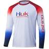 Huk Men's Pursuit Flare Fade Long Sleeve Shirt - Americana - XXL - Americana XXL