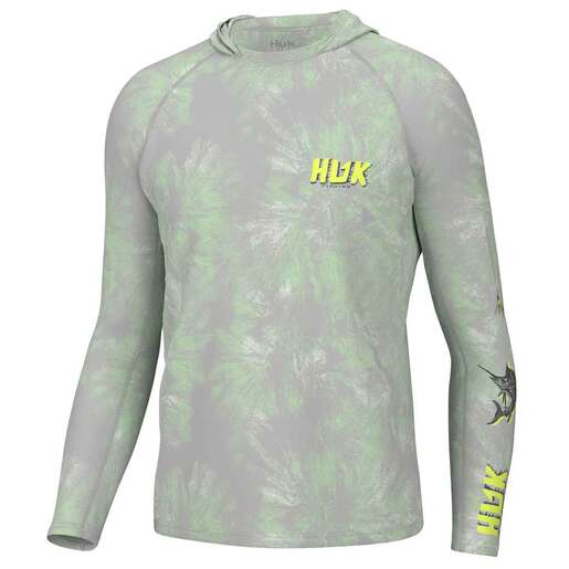 Huk Men's Pursuit Performance Long Sleeve Fishing Shirt - Fish Line Patina L