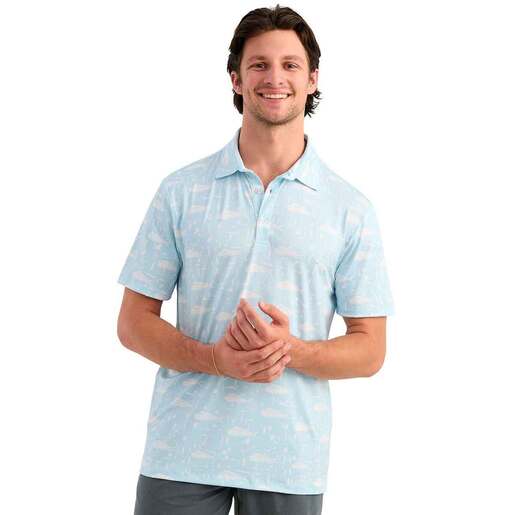 Huk Men's Pursuit Performance Polo Short-Sleeve Fishing Shirt - Costal Drift M