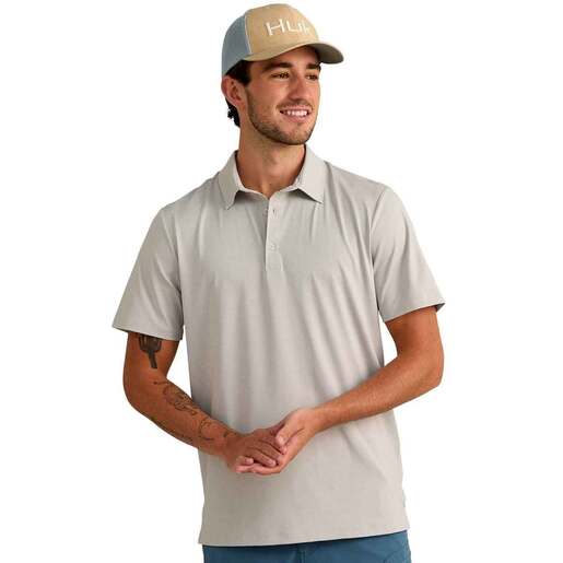 Huk Men's Pursuit Performance Polo Short-Sleeve Fishing Shirt - Seagull Heather M