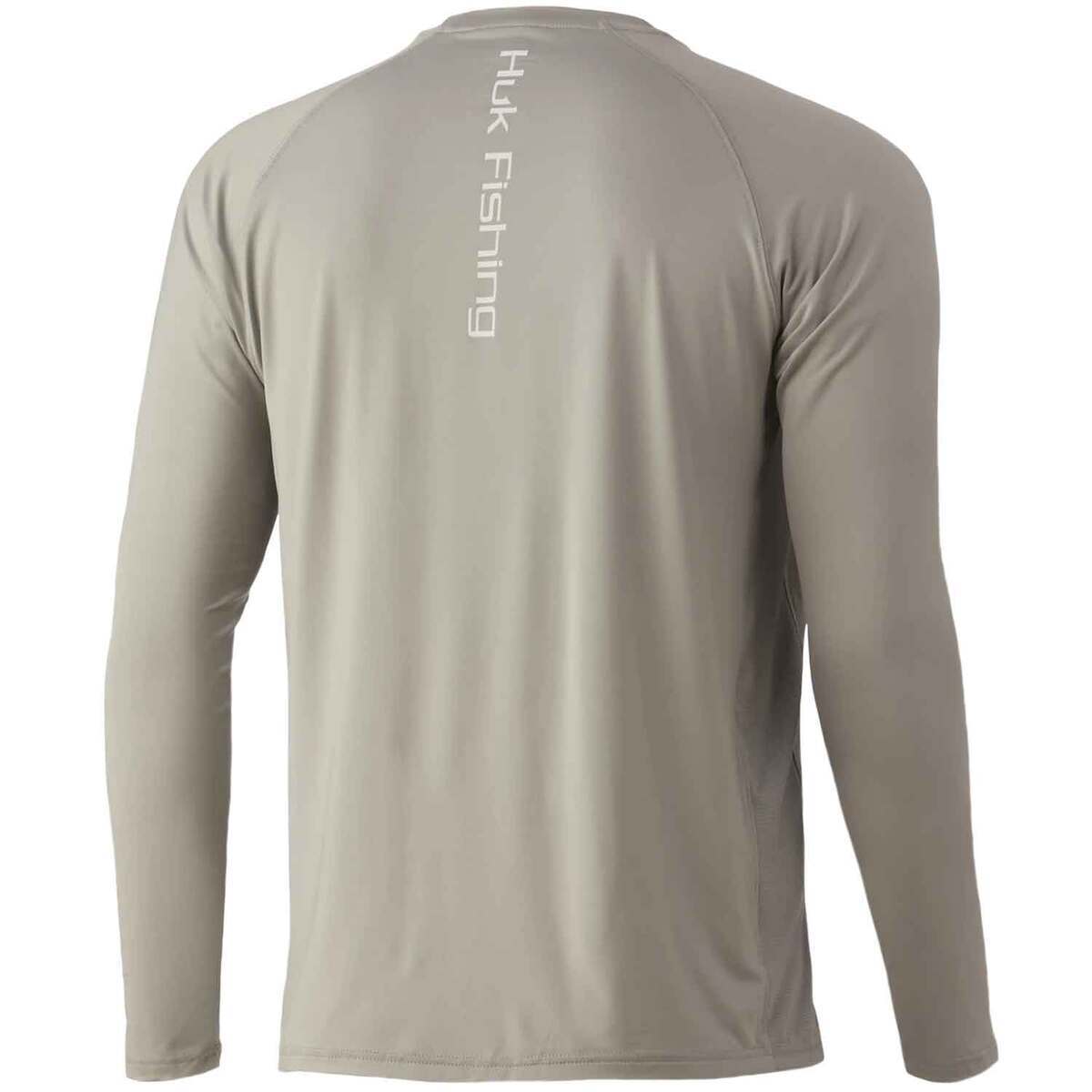 Huk Men's Pursuit Vented Long Sleeve Fishing Shirt - Overcast Grey - XL ...