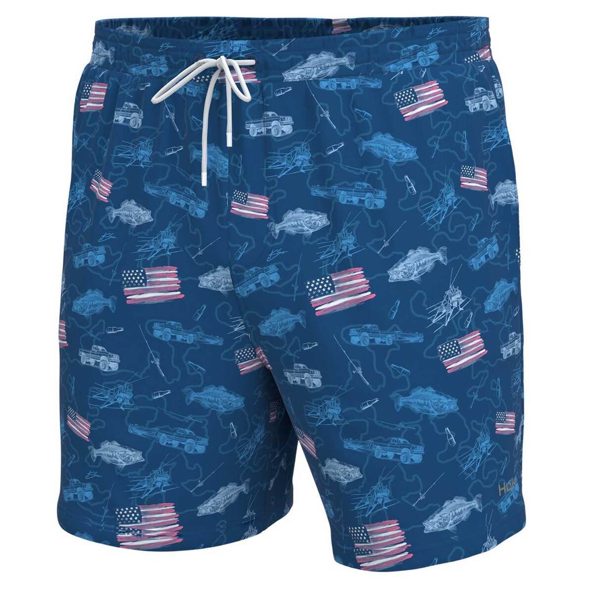 Huk Men's Pursuit Volley Fish Flags Fishing Shorts Huk Men's Pursuit Volley Fish Flags Fishing Shorts