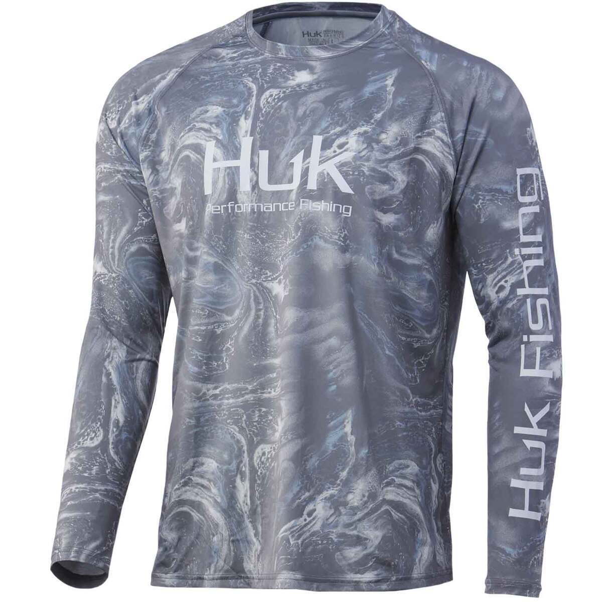 Huk Men's Stone Shore Pursuit Long Sleeve Fishing Shirt - Overcast Grey - M