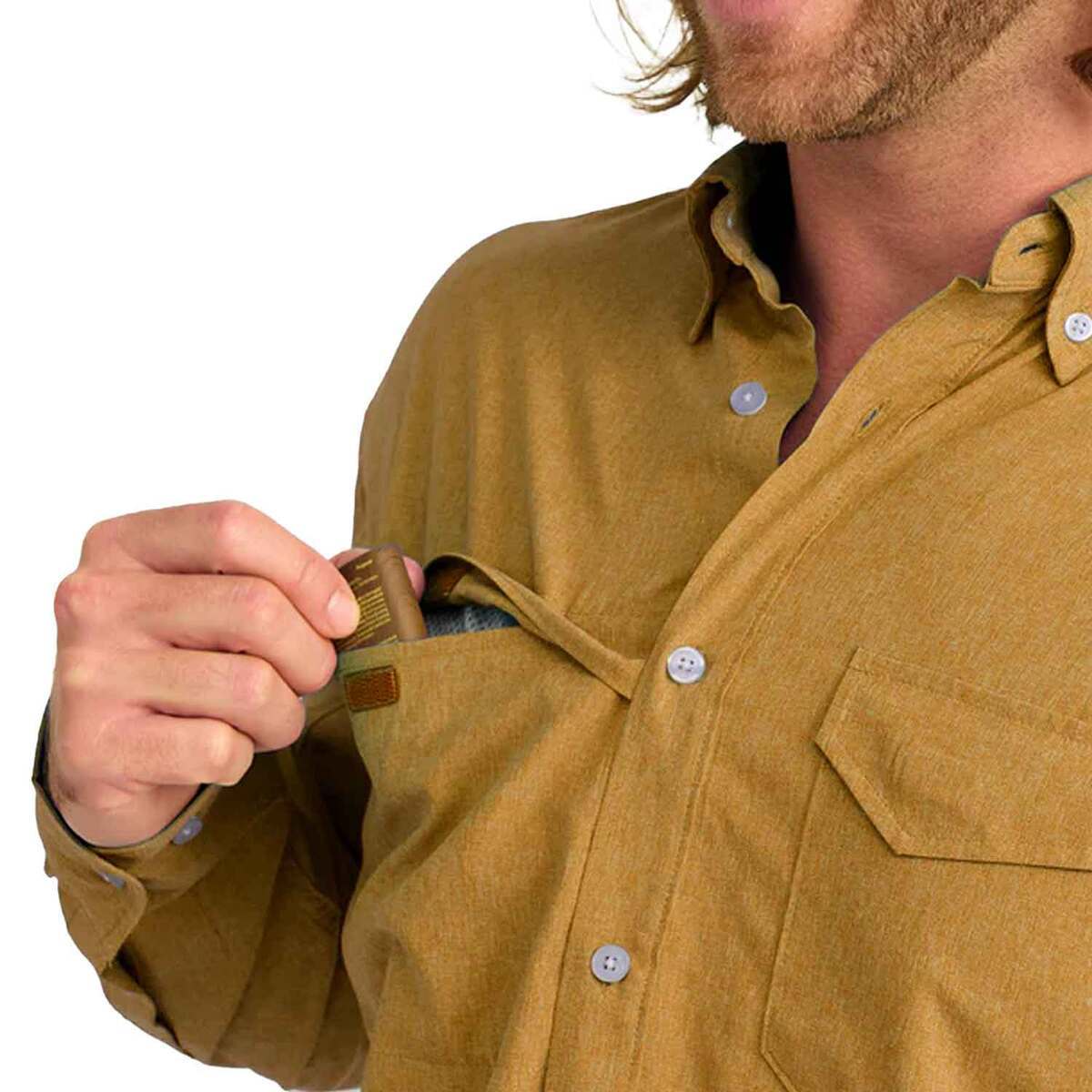 Huk Men's Tide Point Chambray Long Sleeve Fishing Shirt Huk Men's Tide Point Chambray Long Sleeve Fishing Shirt