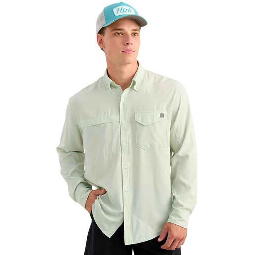 Huk Men's Tide Point Long Sleeve Fishing Shirt - Pale Algae XXL