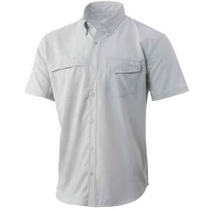 Huk Men's Tide Point Solid Short Sleeve Fishing Shirt - Oyster - XL
