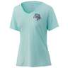 Huk Women's Big Mouth Short Sleeve Casual Shirt - Beach Glass Heather - M - Beach Glass Heather M