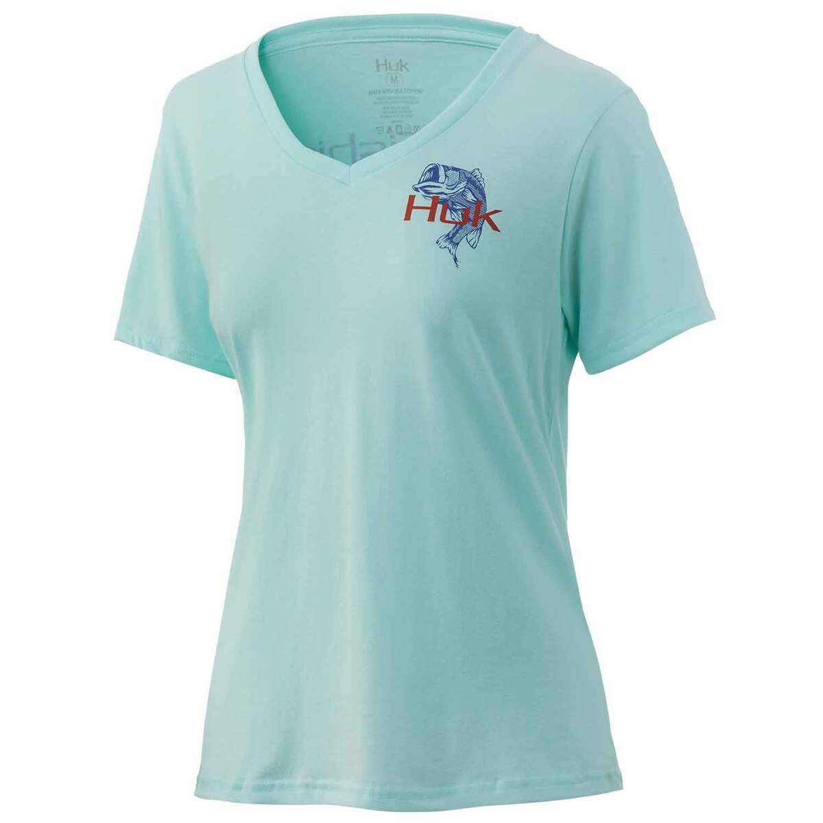 Huk Women's Big Mouth Short Sleeve Casual Shirt - Beach Glass Heather - M - Beach Glass Heather M Huk Women's Big Mouth Short Sleeve Casual Shirt - Beach Glass Heather - M - Beach Glass Heather M