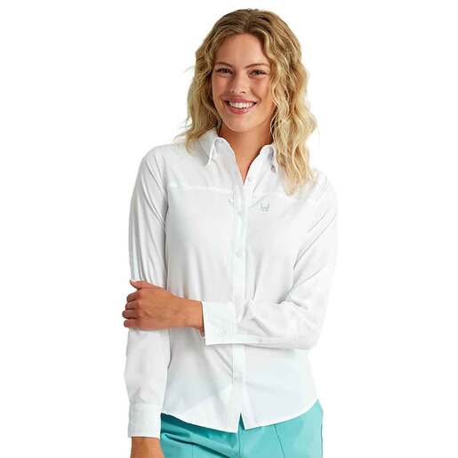Huk Women’s Tide Point Long Sleeve Fishing Shirt – White XL