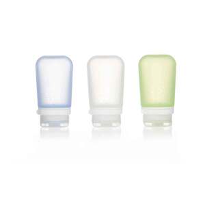 Humangear GoToob+ 2.5oz 3 Pack Silicone Bottles - Clear, Green, Blue