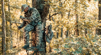 Man in hunting tree stand