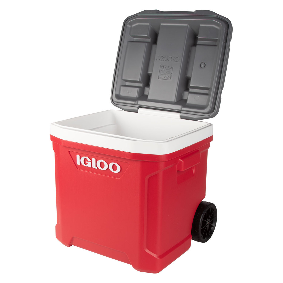 Igloo Latitude 60 Roller Cooler - Red/White - Red Igloo Latitude 60 Roller Cooler - Red/White - Red