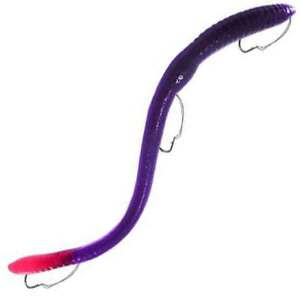 IKE-CON Weedless BIG 8IGHT Soft Worm – Grape/ Firetail, 8in