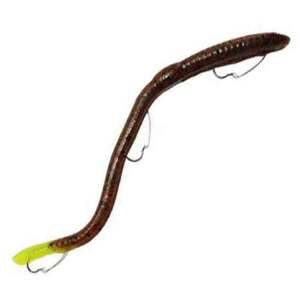 IKE-CON Weedless BIG 8IGHT Soft Worm – Pumpkinseed/ Chartreuse tail, 8in