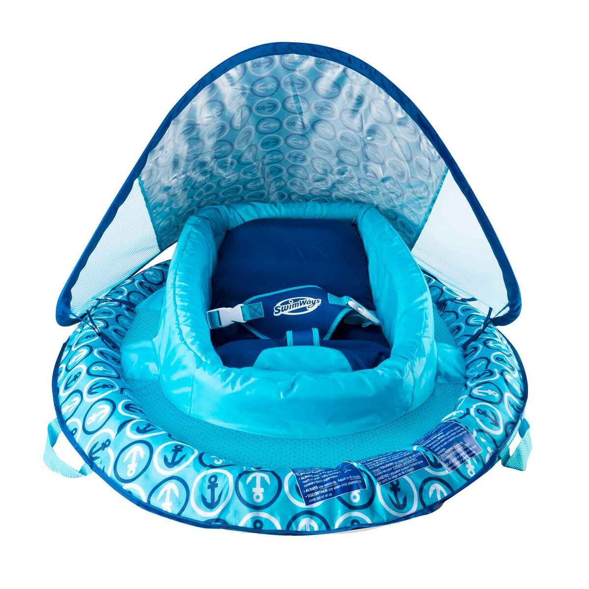 SwimWays Infant Baby Spring Float with Sun Canopy - Blue Anchors - Blue Anchors SwimWays Infant Baby Spring Float with Sun Canopy - Blue Anchors - Blue Anchors