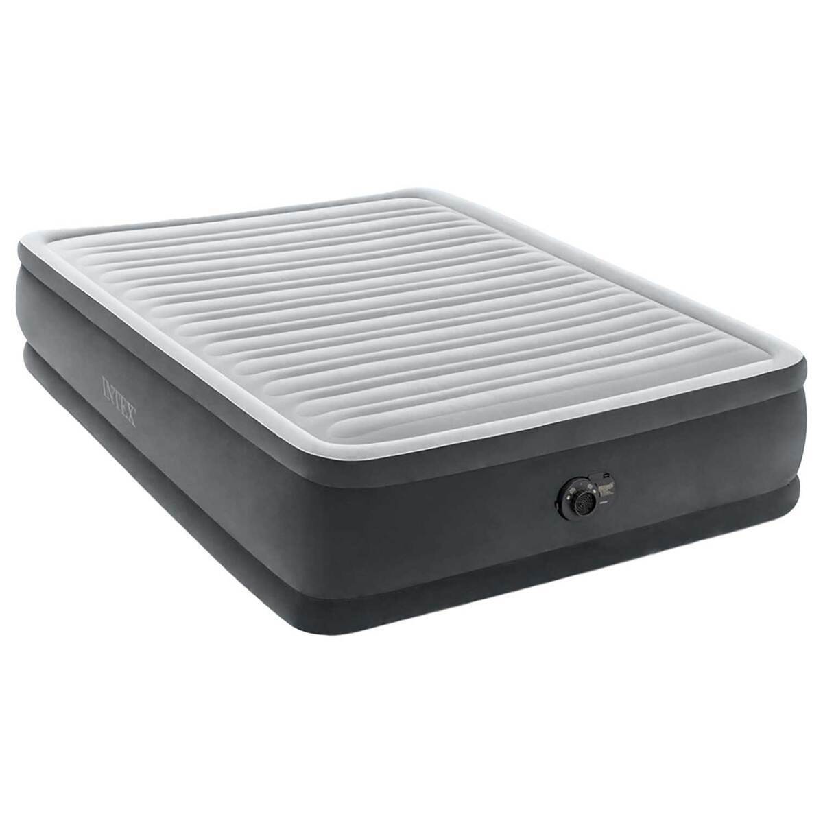 Intex Dura-Beam Deluxe Comfort-Plush Queen Air Bed with Built-In Electric Pump - Gray Queen Intex Dura-Beam Deluxe Comfort-Plush Queen Air Bed with Built-In Electric Pump - Gray Queen
