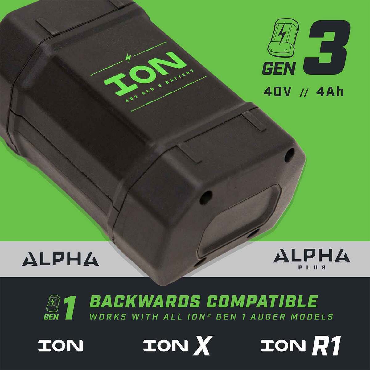 ION GEN3 Replacement Auger Battery - 4Ah, 40v ION GEN3 Replacement Auger Battery - 4Ah, 40v