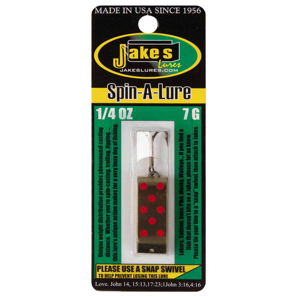 Jake/'s Lures White Stream-A-Lure Fishing Spinning Lure 2//10 oz.