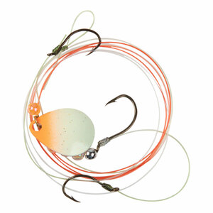 JB Lures Pro-Flash 3-Hook Harness 600 Series Harness - Glow & Orange, Sz 4, Sz 6, Sz 6 Hooks, 42in