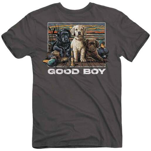 JedCo Men's Good Boy Pups And Ducks Short-Sleeve Casual Shirt - Charcoal M