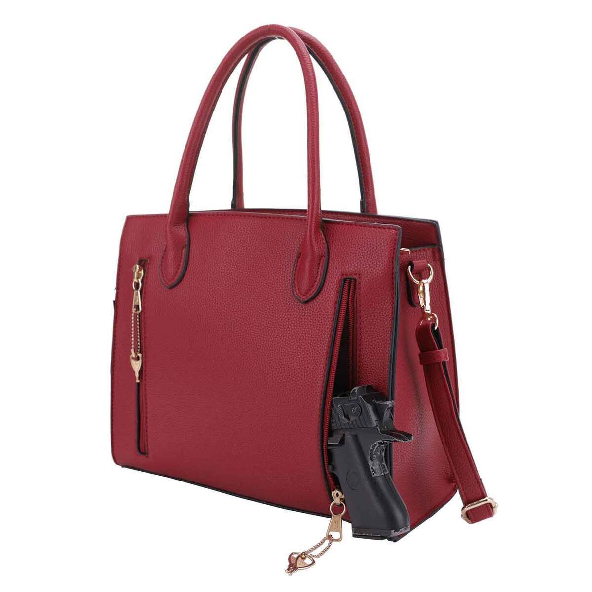 Jessie & James Evelyn Concealed Carry Lock and Key Satchel - Burgundy - Burgundy Jessie & James Evelyn Concealed Carry Lock and Key Satchel - Burgundy - Burgundy