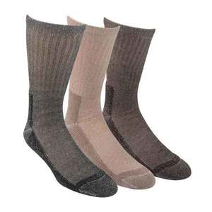John Wayne Men's Wool Blend 3 Pack Casual Socks - Black/Tan/Brown - L