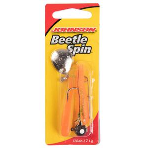 Johnson Beetle Spin Jig Spinner - Black/Chartreuse/Orange, 1/4oz, 2in