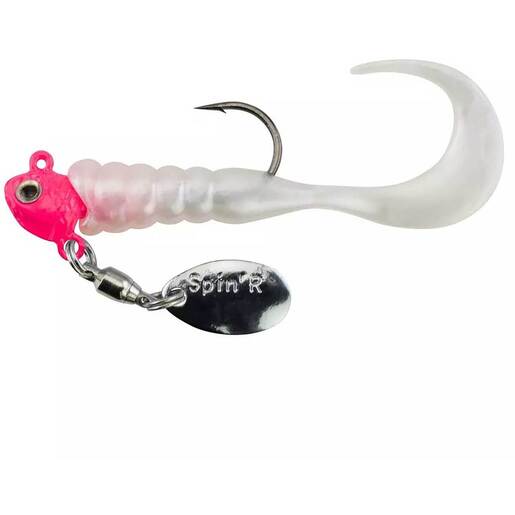 Johnson Crappie Buster Spin’R Grub – Fluorescent Red/Clear Chartreuse Sparkle 2