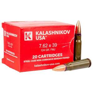 Kalashnikov USA 7.62x39mm 124gr FMJ Rifle Ammo - 20 Rounds