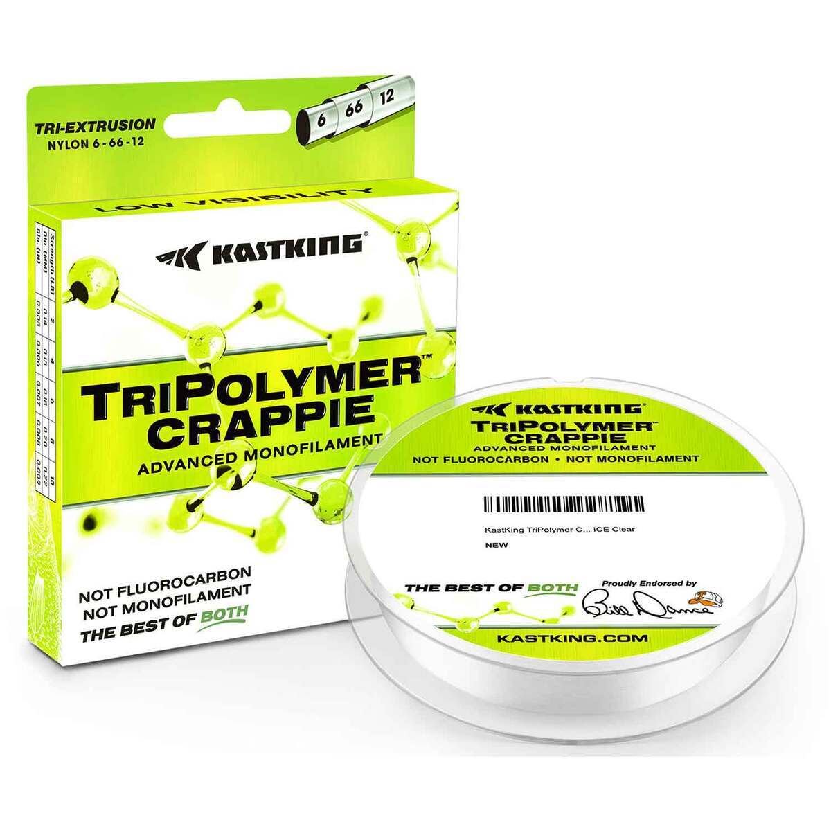 KastKing TriPolymer Crappie Advanced Monofilament Fishing Line - 4lb,  Sunrise Yellow, 110yds