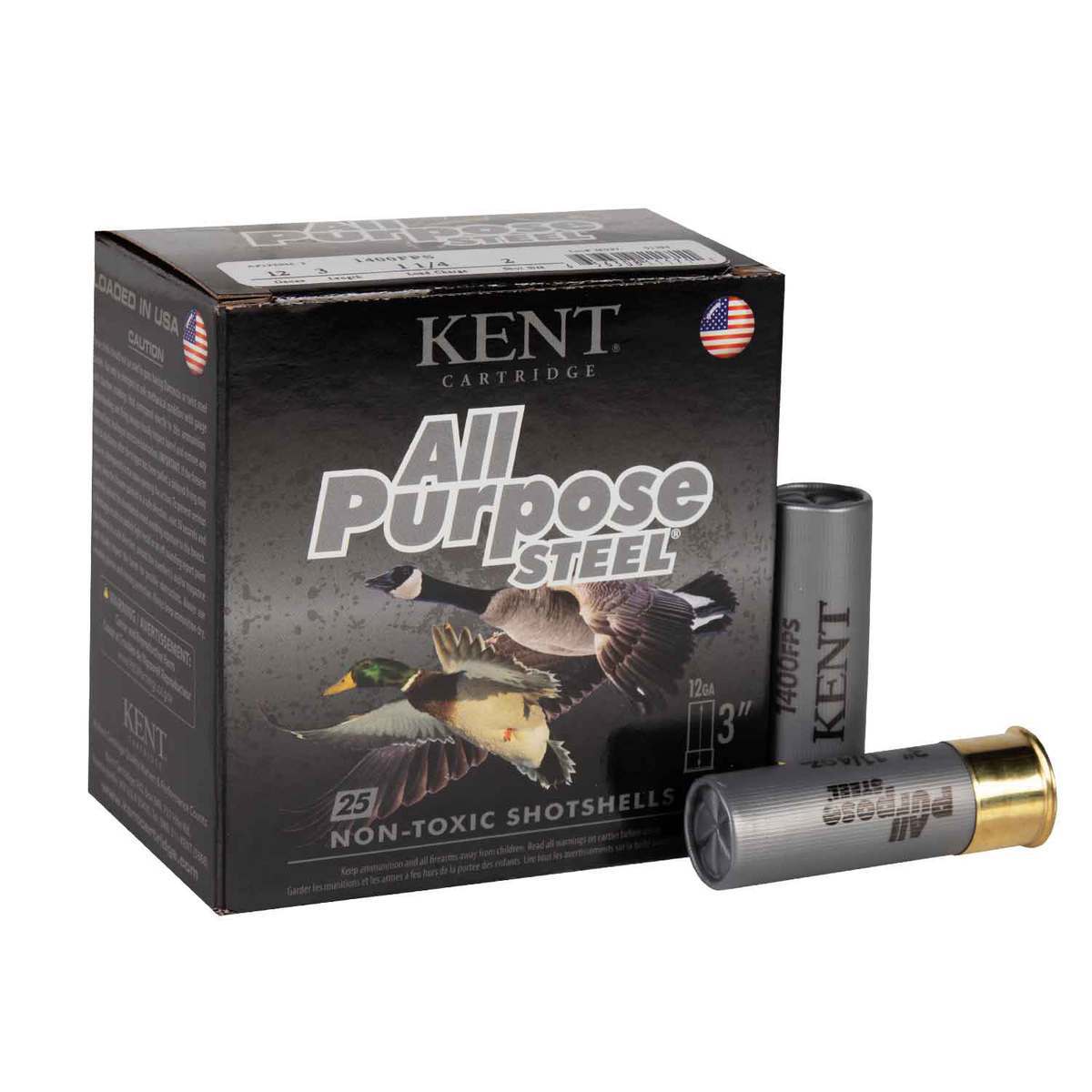 Kent All Purpose Steel 12 Gauge 3in #2 1-1/4oz Waterfowl Shotshells - 25 Rounds Kent All Purpose Steel 12 Gauge 3in #2 1-1/4oz Waterfowl Shotshells - 25 Rounds