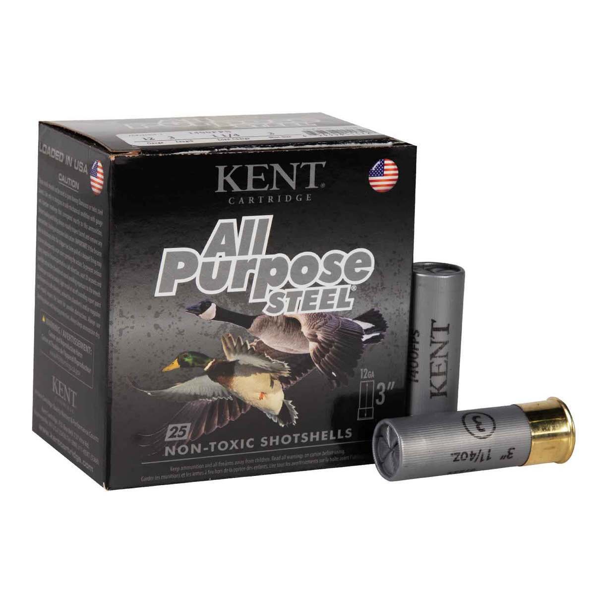 Kent All Purpose Steel 12 Gauge 3in #3 1-1/4oz Waterfowl Shotshells - 25 Rounds Kent All Purpose Steel 12 Gauge 3in #3 1-1/4oz Waterfowl Shotshells - 25 Rounds