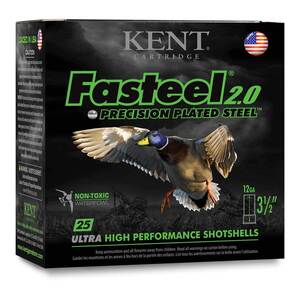 Kent Cartridge Fasteel 12 Gauge 3-1/2in #3 1-3/8oz Waterfowl Shotshells - 25 Rounds Kent Cartridge Fasteel 12 Gauge 3-1/2in #3 1-3/8oz Waterfowl Shotshells - 25 Rounds