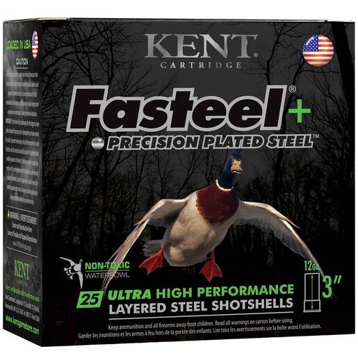 Kent Cartridge Fasteel + Precision Plated Steel 12 Gauge 3.5in #2X4 1.5oz Waterfowl Shotshells - 25 Rounds - #2X4 - Kent Cartridge