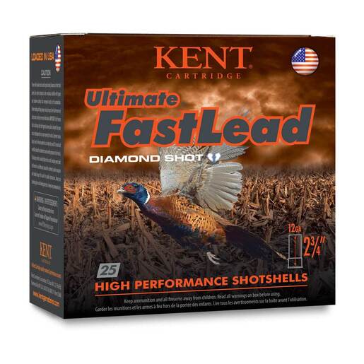 Kent Cartridge Ultimate Fast Lead 12 Gauge 2-3/4in #7.5 1-1/4oz Upland Shotshells Ammo - 25 Rounds Ammo - #7.5 25 Rounds - #7.5 Ammo