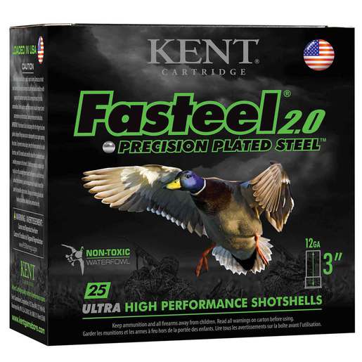 Kent Fasteel 2.0 12 Gauge 3in #2 1-3/8oz Waterfowl Shotshells – 25 Rounds – #2