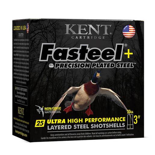 Kent Fasteel 20 Gauge 3in #2/4 1oz Watefowl Shotshells Ammo - 25 Rounds Ammo - 2/4 25 Rounds - 2/4 Ammo