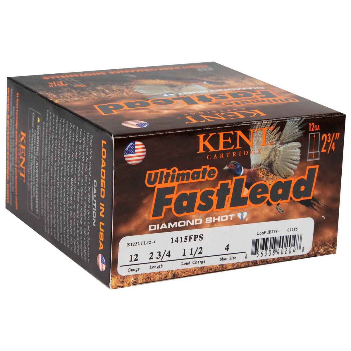 Kent Ultimate Fast Lead Diamond Shot 12 Gauge 2-3/4in #4 1-1/2oz Upland Shotshells - 25 Rounds Kent Ultimate Fast Lead Diamond Shot 12 Gauge 2-3/4in #4 1-1/2oz Upland Shotshells - 25 Rounds