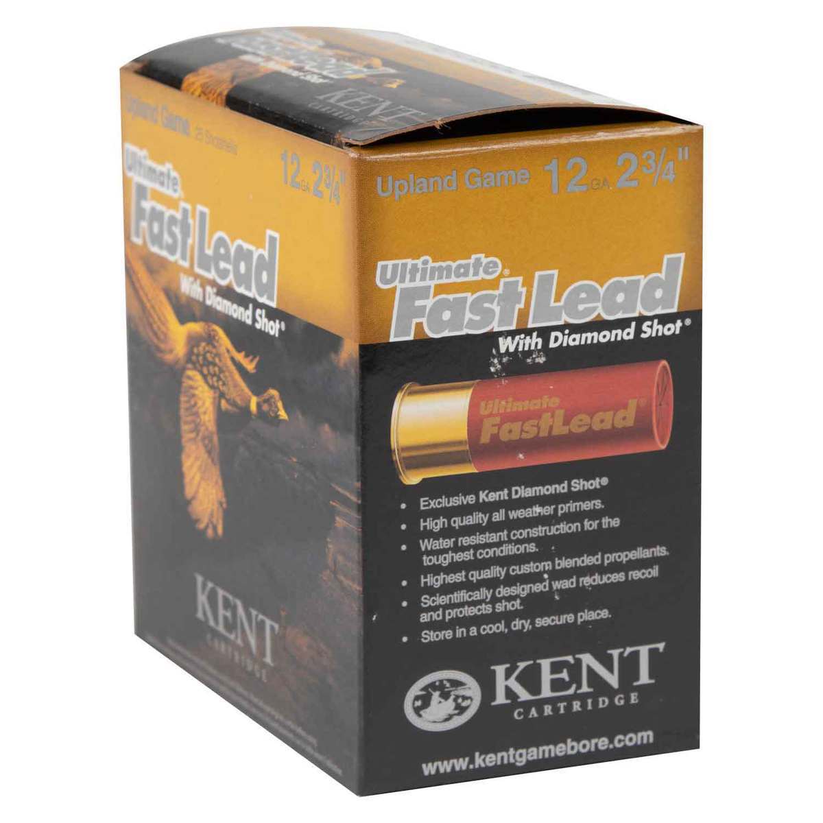 Kent Ultimate Fast Lead Diamond Shot 12 Gauge 2-3/4in #4 1-1/4oz Upland Shotshells - 25 Rounds Kent Ultimate Fast Lead Diamond Shot 12 Gauge 2-3/4in #4 1-1/4oz Upland Shotshells - 25 Rounds