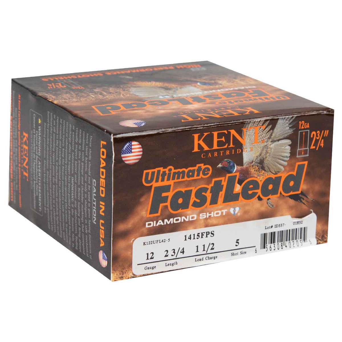 Kent Ultimate Fast Lead Diamond Shot 12 Gauge 2-3/4in #5 1-1/2oz Upland Shotshells - 25 Rounds Kent Ultimate Fast Lead Diamond Shot 12 Gauge 2-3/4in #5 1-1/2oz Upland Shotshells - 25 Rounds