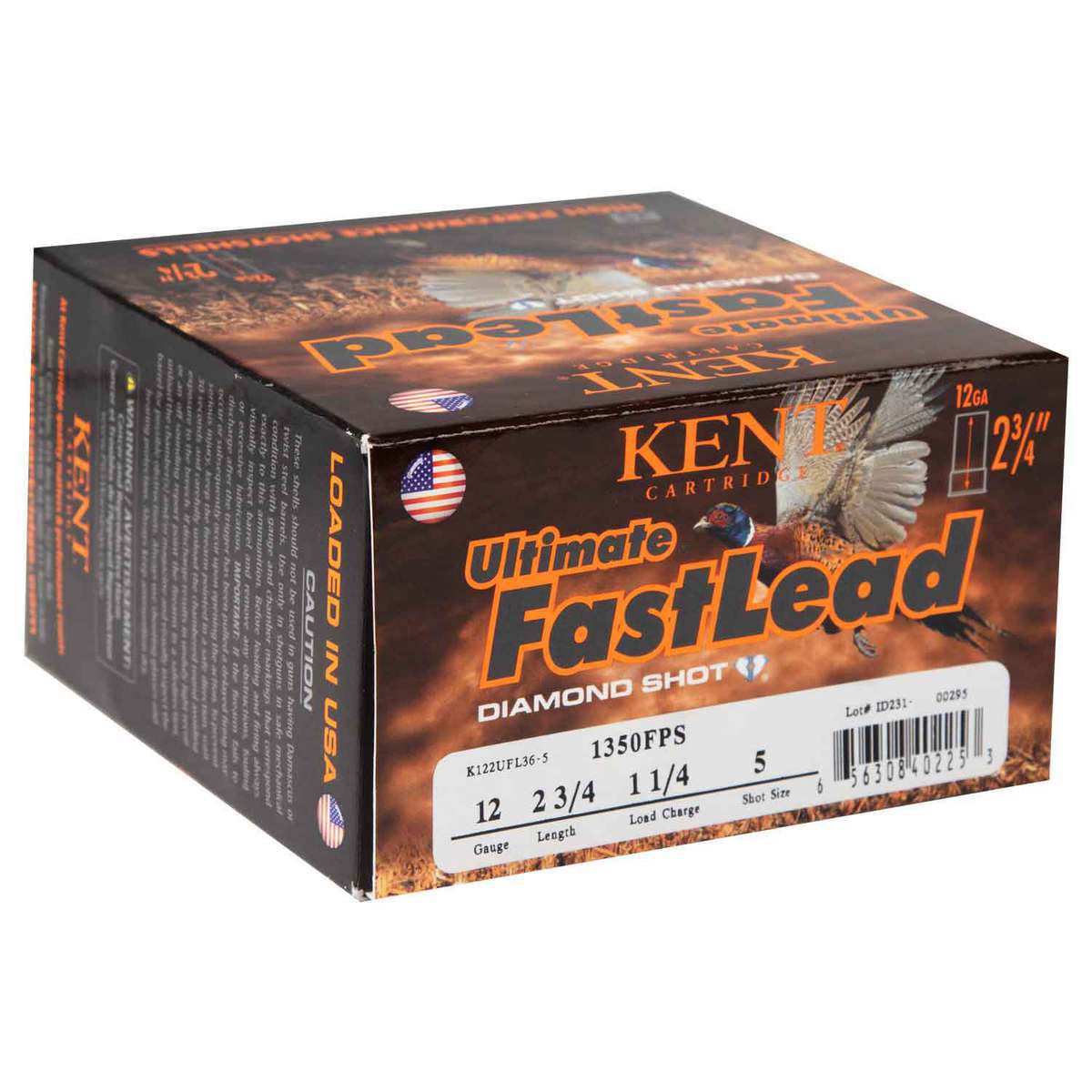 Kent Ultimate Fast Lead Diamond Shot 12 Gauge 2-3/4in #5 1-1/4oz Upland Shotshells - 25 Rounds Kent Ultimate Fast Lead Diamond Shot 12 Gauge 2-3/4in #5 1-1/4oz Upland Shotshells - 25 Rounds